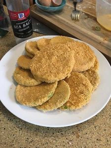 Panko Breaded Green Tomatoes Ready to be Fried